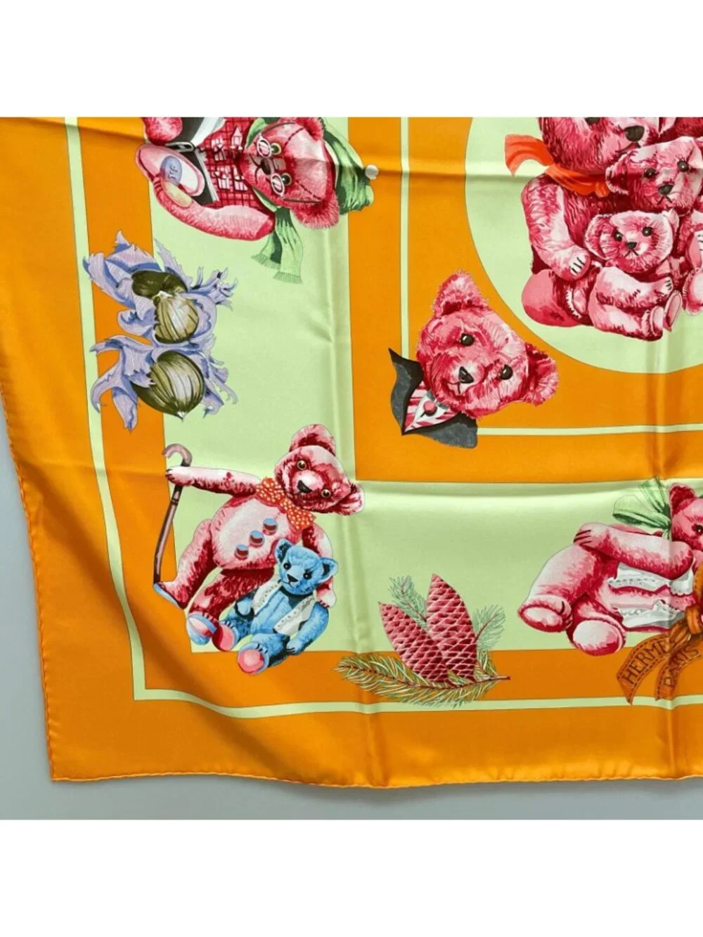 Hermes Large Scarf Carre 90 Confidents Des Coeurs Friends Of The Heart Teddy